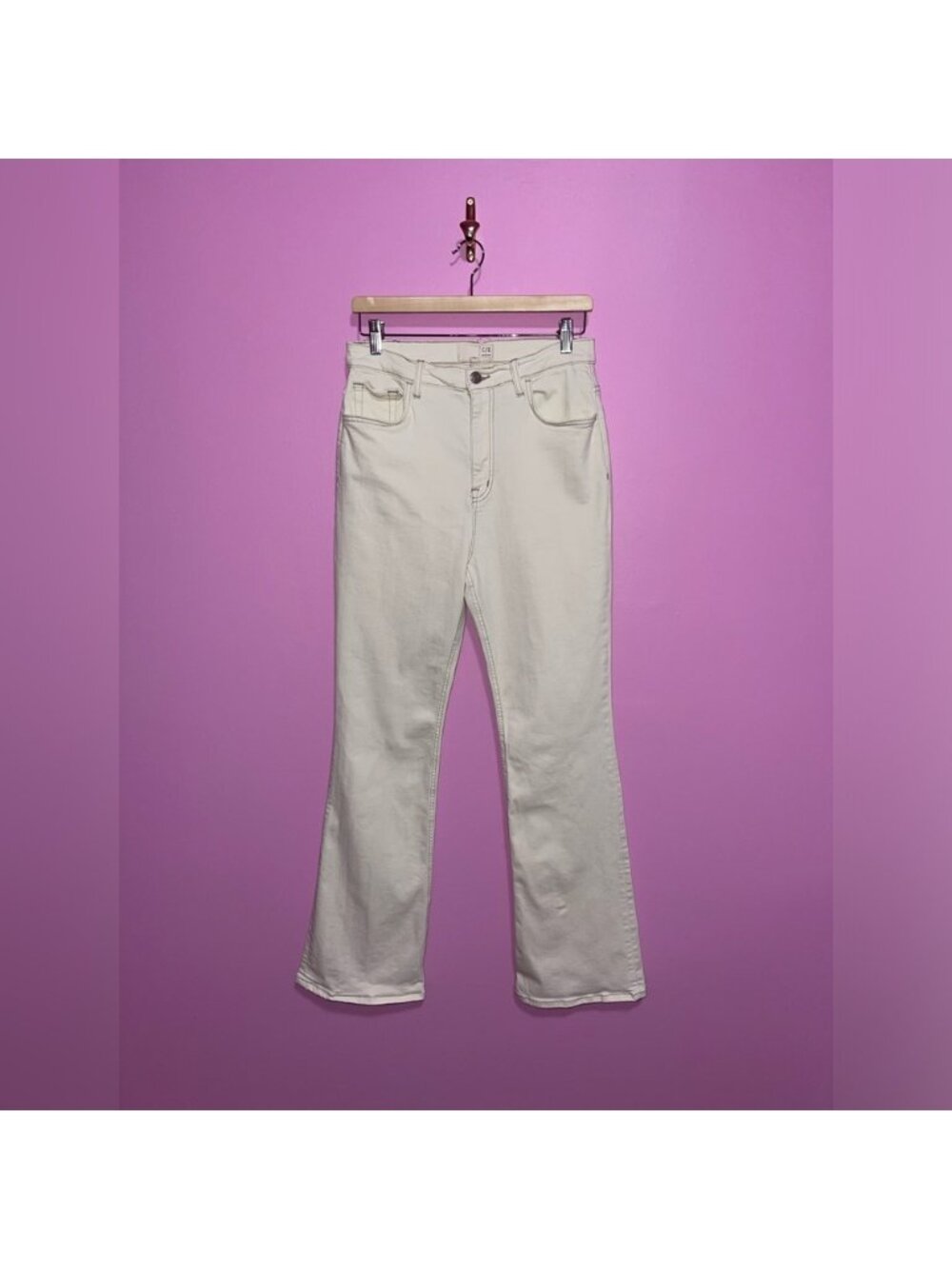 Current/Elliott Jeans Women’s Size 31 Off-White Denim Bootcut High Waisted - Picture 2 of 11